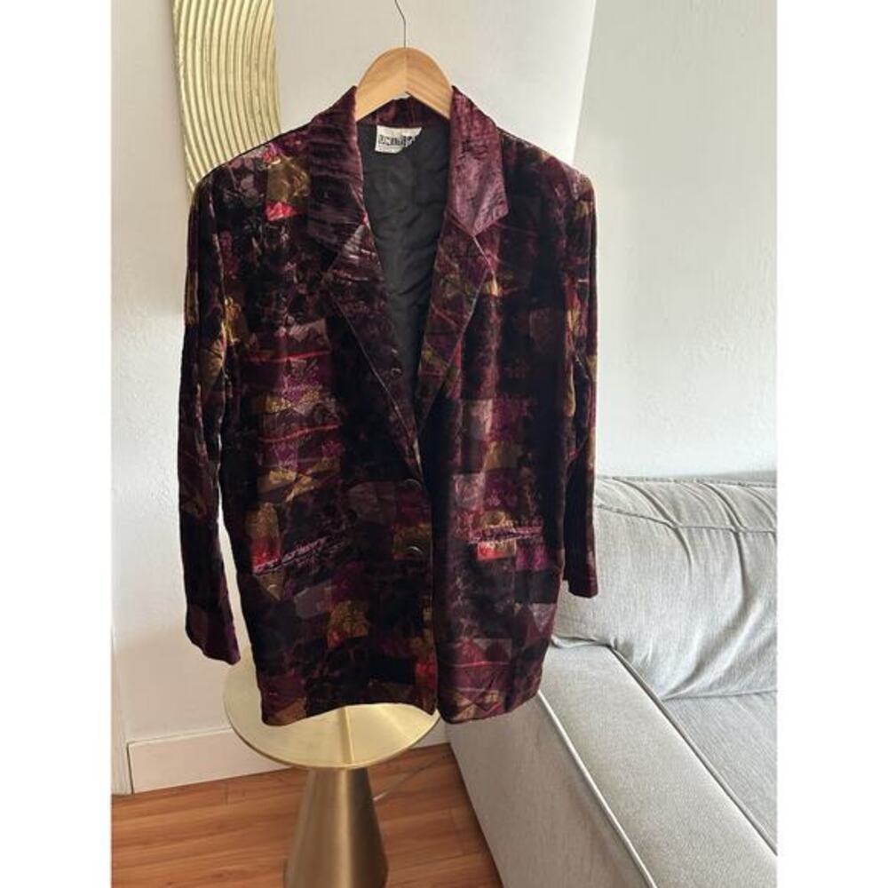Vintage Patchwork Velvet Whimsigoth 90’s Blazer  L /XL Vampy boho Festival